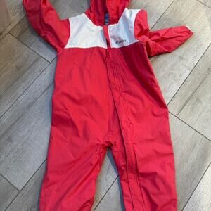 Red and white waterproof snowsuit 12 months